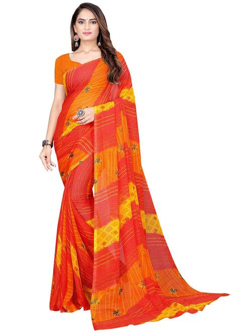 women printed georgette saree with blouse - 21396586 - Very Small Image - 1