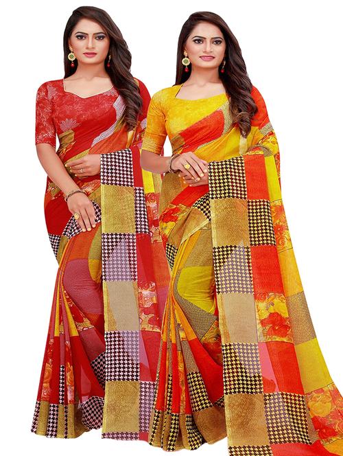 multi colored georgette ready to wear saree with blouse - 21396888 - Very Small Image - 1
