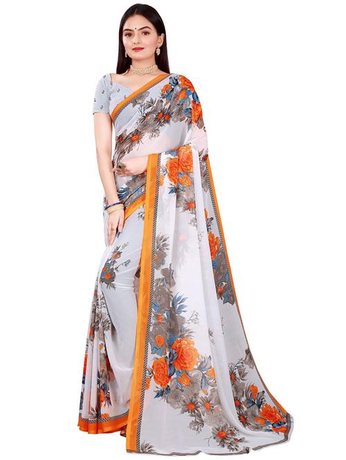 women floral printed saree with blouse - 21397300 - Very Small Image - 1