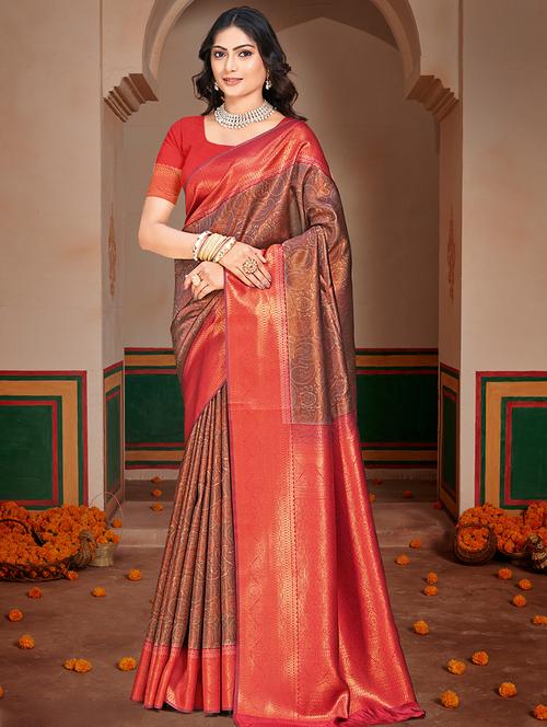 women self design banarasi saree with blouse - 21397423 - Very Small Image - 1