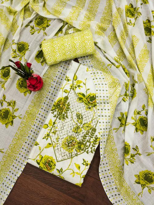 women floral print unstitched suit set - 21397898 - Very Small Image - 1