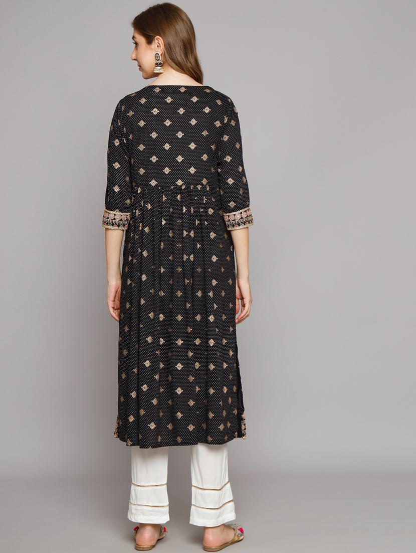 women three quarter sleeve kurta pant set - 21398870 - Standard Image - 2
