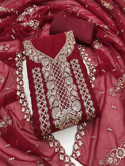 women embroidered unstitched suit set - 21399189 - Very Small Image - 1