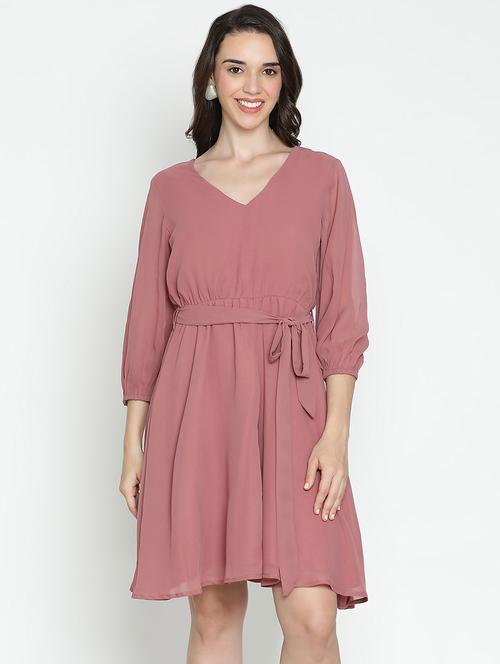 Women Pink Polyester Fit & Flare Dress - 21399348 - Very Small Image - 1