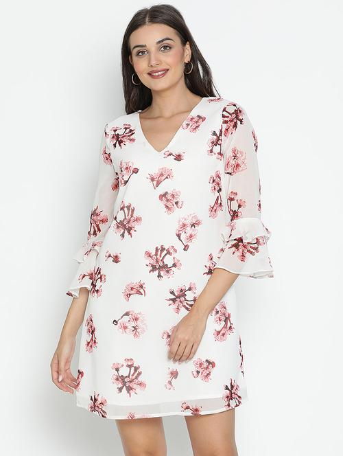 white floral printed shift dress - 21399433 - Very Small Image - 1