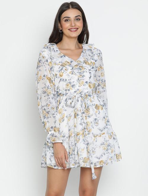 women white polyester fit & flare dress - 21399435 - Very Small Image - 1