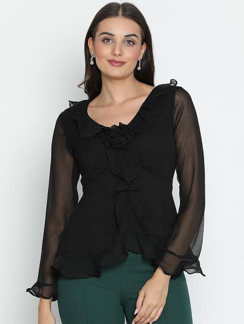 women black polyester a line top - 21399463 - Very Small Image - 1