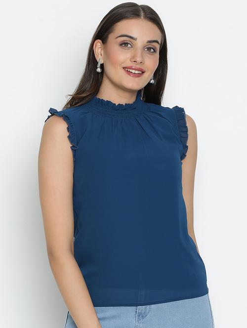 women blue polyester regular top - 21399480 - Very Small Image - 1