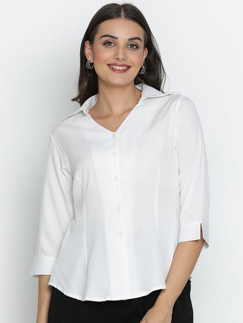 white solid shirt top - 21399546 - Very Small Image - 1