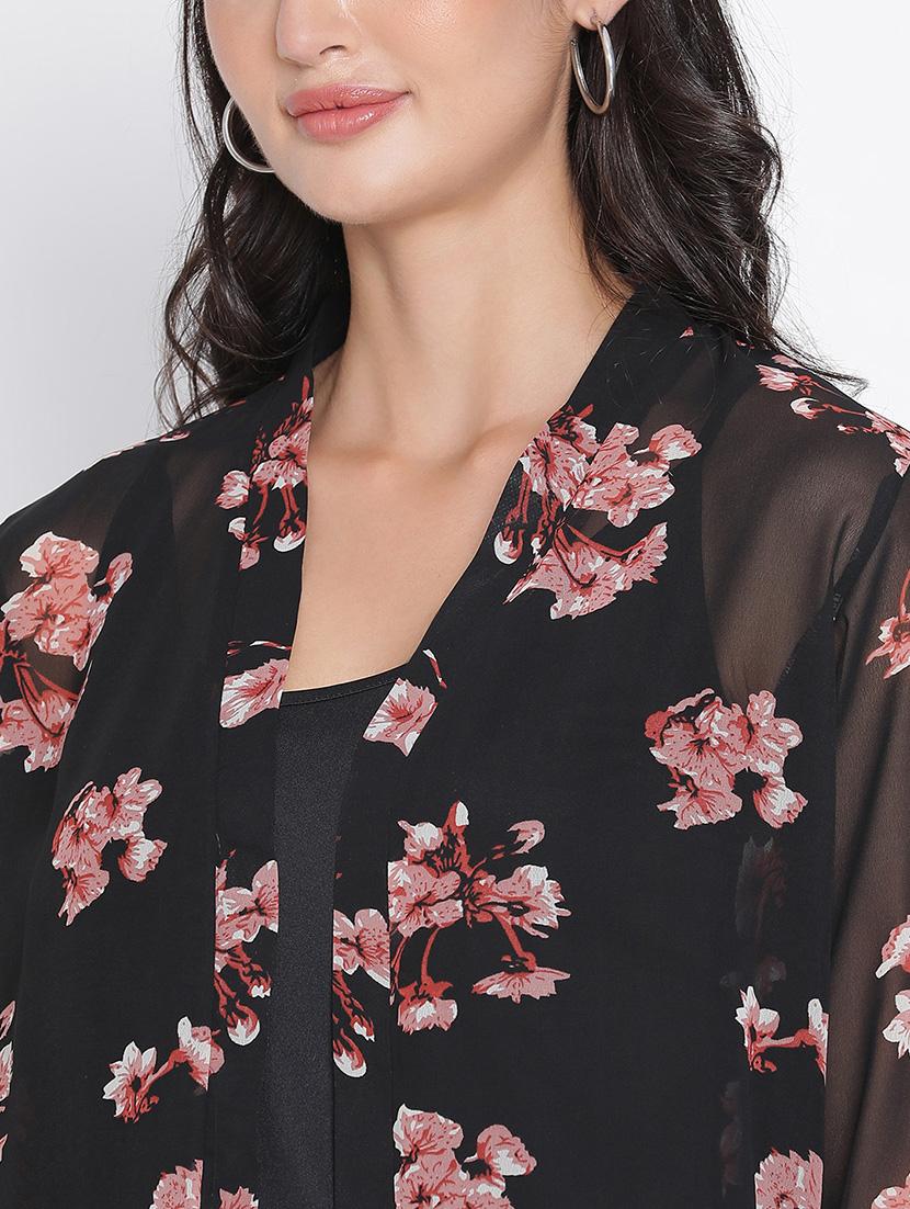 black floral printed regular shrug - 21399606 - Standard Image - 5