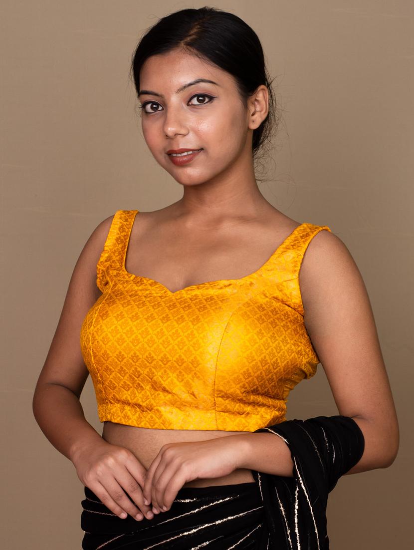 women yellow self design blouse - 21399825 - Zoom Image - 2