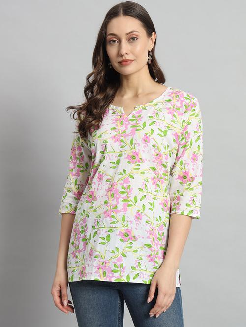 women three quarter sleeve printed straight kurta - 21399869 - Very Small Image - 1