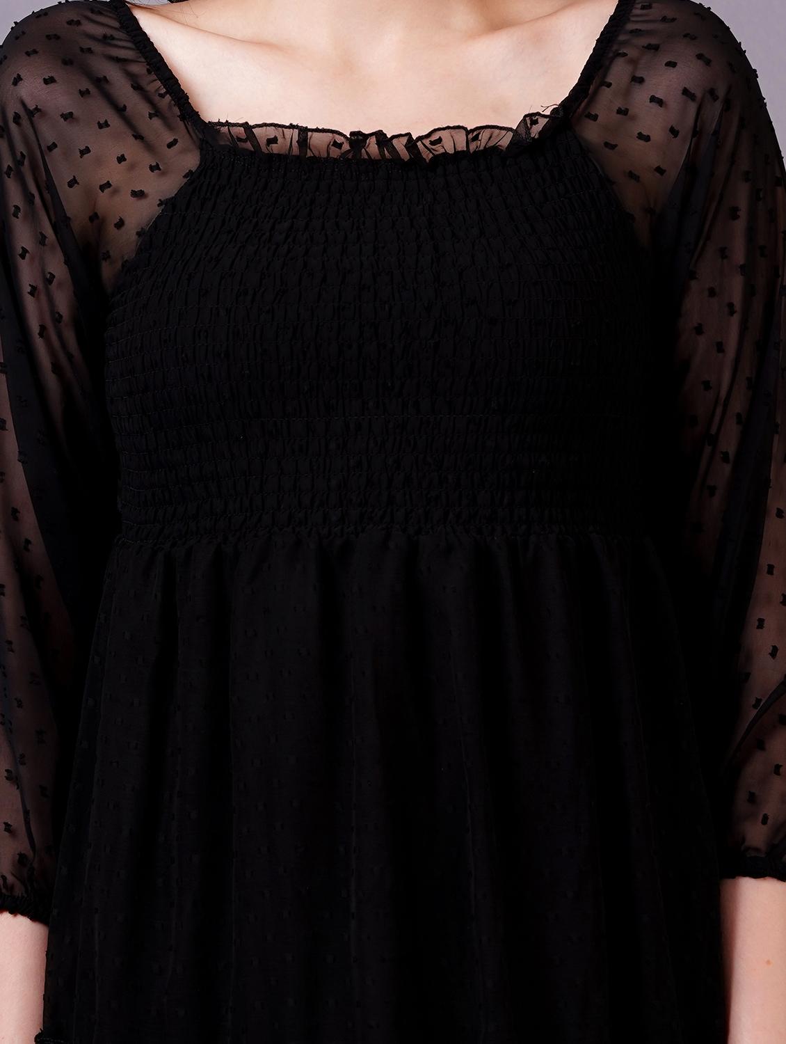 women black georgette fit & flare dress - 21399905 - Standard Image - 4