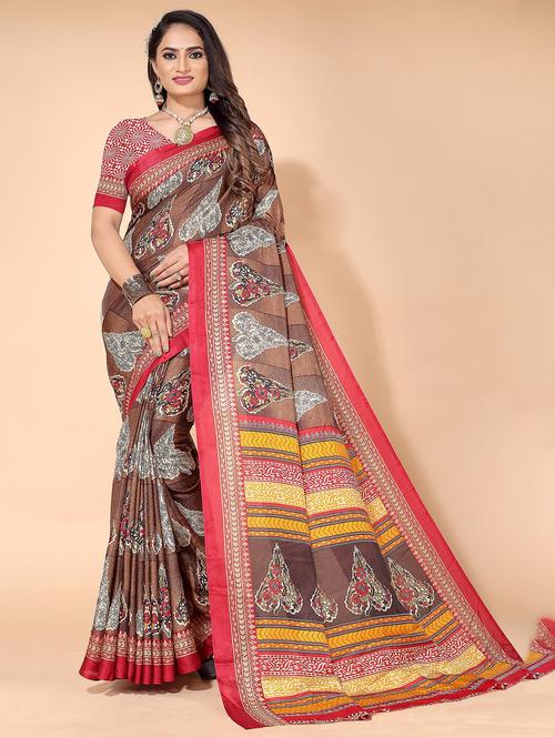 women multi color floral printed saree - 21401151 - Very Small Image - 1