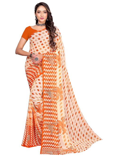 women cream geometric printed saree - 21401270 - Very Small Image - 1