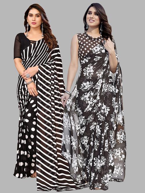 pack of 2 multi colored combo saree with blouse - 21402393 - Very Small Image - 1