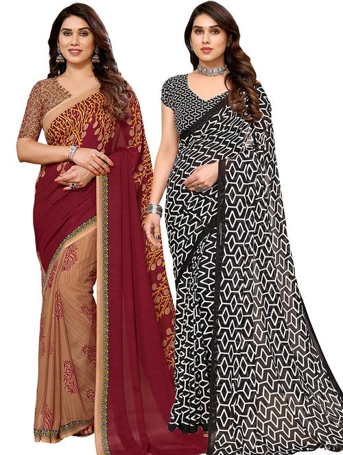 women pack of 2 printed saree with blouse - 21402593 - Very Small Image - 1