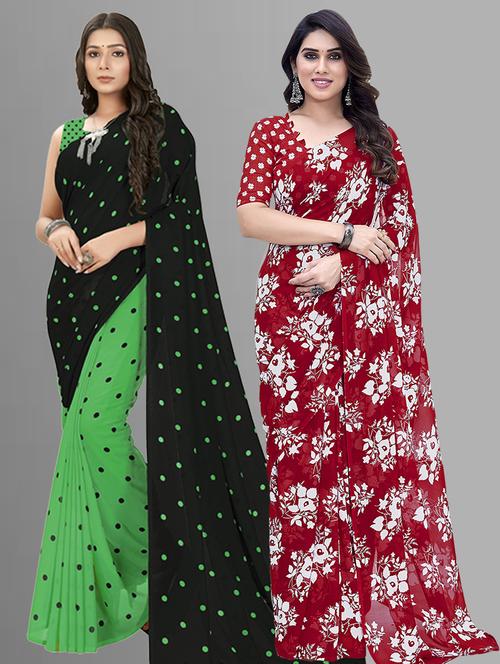 pack of 2 printed casual wear sarees with blouse - 21402701 - Very Small Image - 1