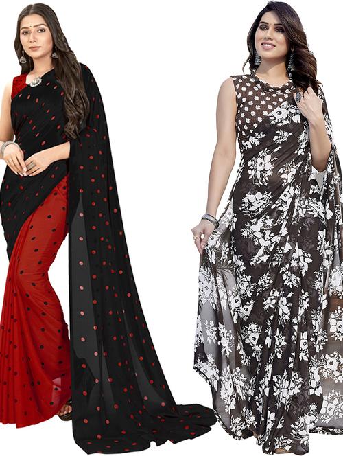 pack of 2 printed casual wear sarees with blouse - 21402757 - Very Small Image - 1