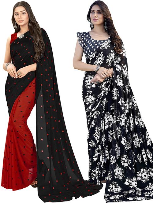 pack of 2 printed casual wear sarees with blouse - 21402764 - Very Small Image - 1