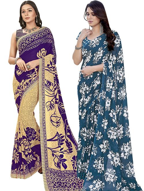 pack of 2 casual wear combo sarees - 21402827 - Very Small Image - 1