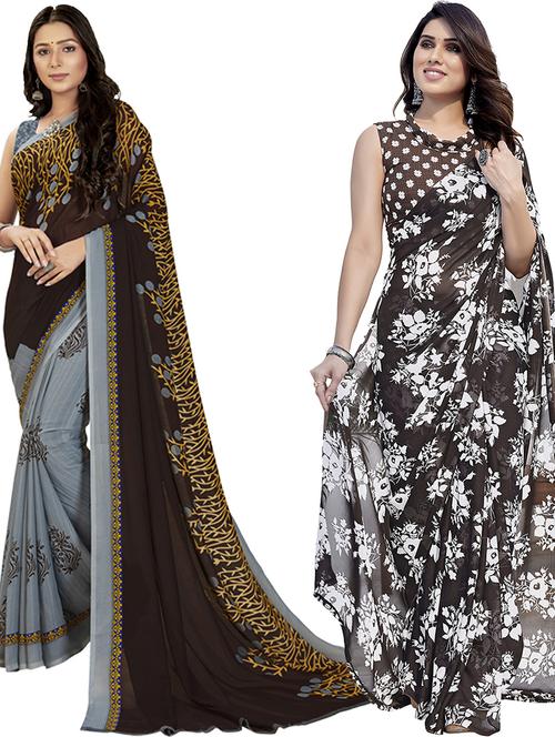 pack of 2 casual wear combo sarees with blouse - 21402871 - Very Small Image - 1