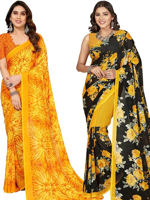 pack of 2 casual wear combo sarees with blouse - 21402983 - Very Small Image - 1