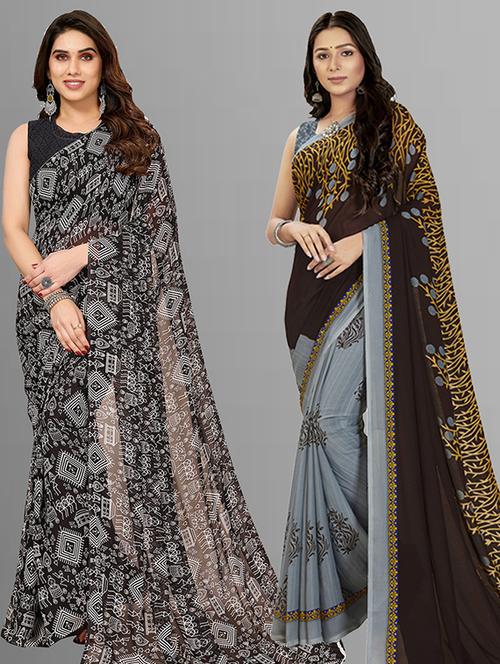 pack of 2 casual wear combo sarees with blouse - 21402986 - Very Small Image - 1