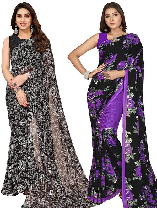 women pack of 2 casual wear sarees with blouse - 21403011 - Very Small Image - 1