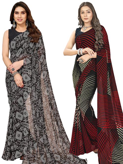 women pack of 2 casual wear sarees with blouse - 21403018 - Very Small Image - 1