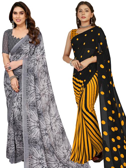 women pack of 2 casual wear combo sarees with blouse - 21403035 - Very Small Image - 1