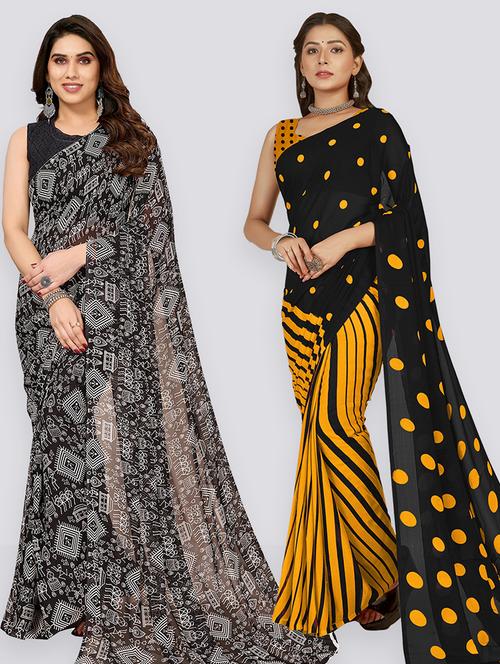 women pack of 2 casual wear sarees with blouse - 21403037 - Very Small Image - 1