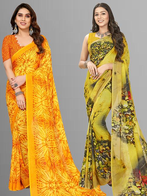 women pack of 2 casual wear combo sarees with blouse - 21403042 - Very Small Image - 1