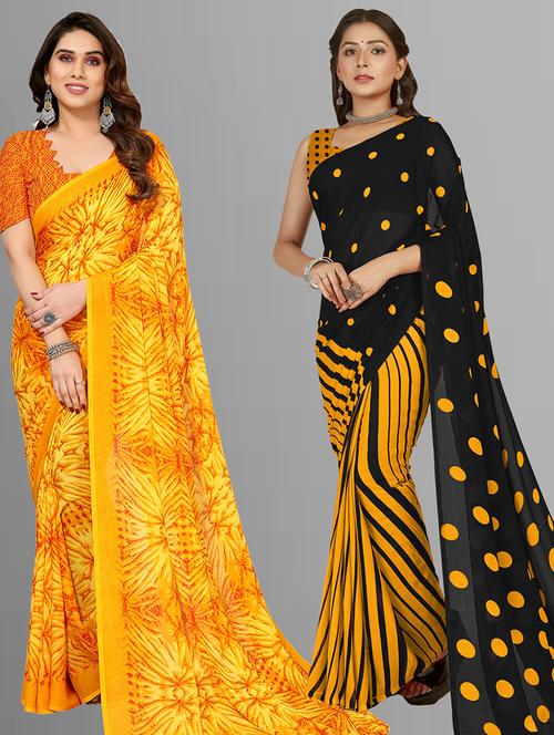 women pack of 2 casual wear combo sarees with blouse - 21403053 - Very Small Image - 1
