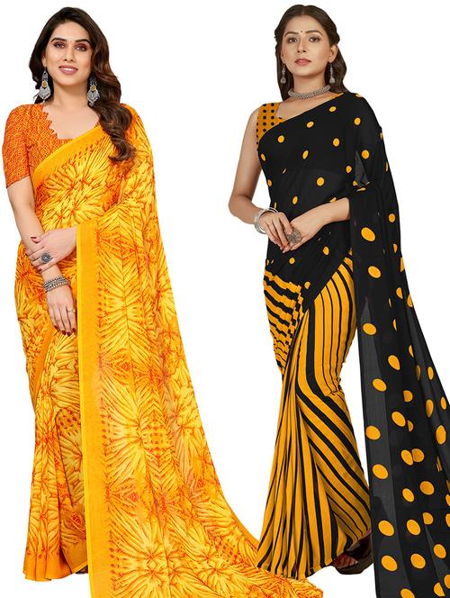 women pack of 2 casual wear combo sarees with blouse - 21403058 - Very Small Image - 1