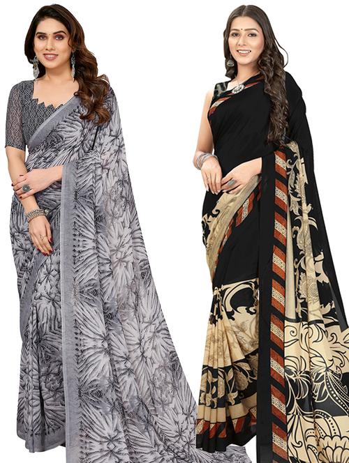 women pack of 2 casual wear combo sarees with blouse - 21403066 - Very Small Image - 1