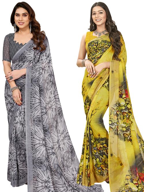 women pack of 2 casual wear sarees with blouse - 21403088 - Very Small Image - 1