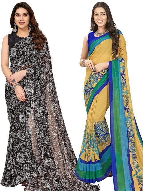 women pack of 2 casual wear sarees with blouse - 21403095 - Very Small Image - 1