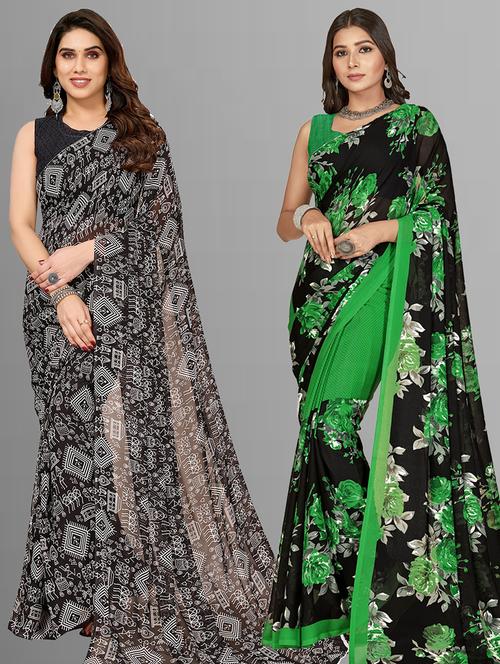 women pack of 2 casual wear combo sarees with blouse - 21403113 - Very Small Image - 1