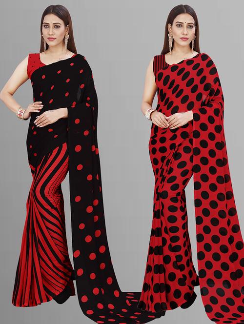 pack of 2 printed casual wear sarees with blouse - 21405512 - Very Small Image - 1