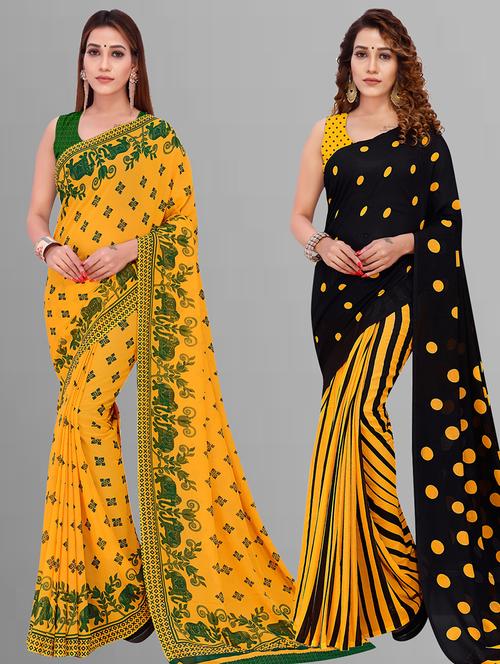 pack of 2 printed casual wear sarees with blouse - 21405531 - Very Small Image - 1