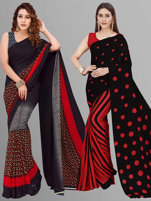 pack of 2 printed casual wear sarees with blouse - 21405532 - Very Small Image - 1