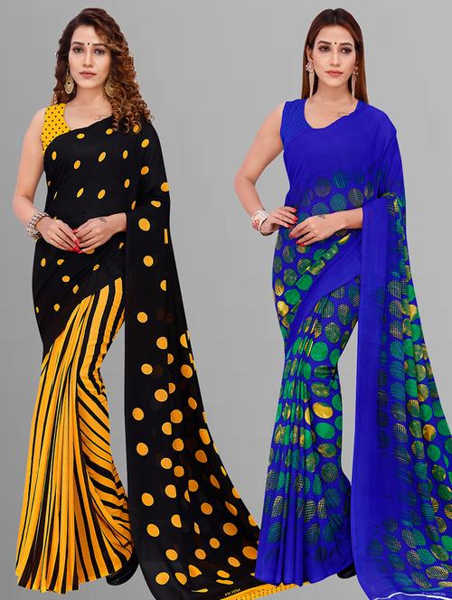 pack of 2 casual wear combo sarees with blouse - 21405533 - Very Small Image - 1