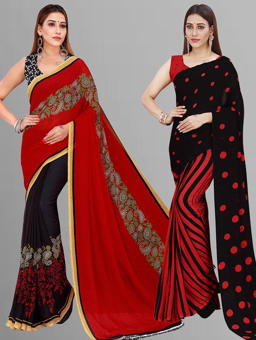 pack of 2 casual wear combo sarees with blouse - 21405647 - Very Small Image - 1