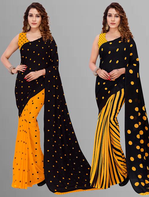 pack of 2 printed casual wear sarees with blouse - 21405698 - Very Small Image - 1