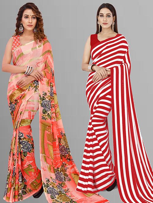 women multi color printed saree combo with blouse - 21405784 - Very Small Image - 1