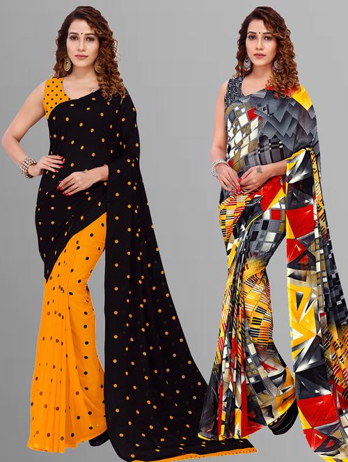 women pack of 2 printed saree with blouse - 21405878 - Very Small Image - 1