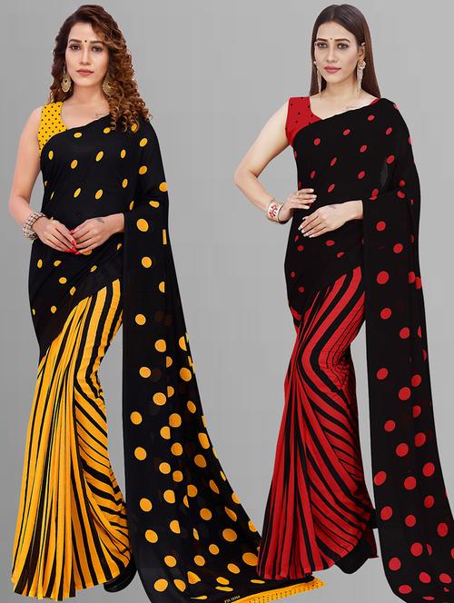 pack of 2 printed casual wear sarees with blouse - 21405943 - Very Small Image - 1