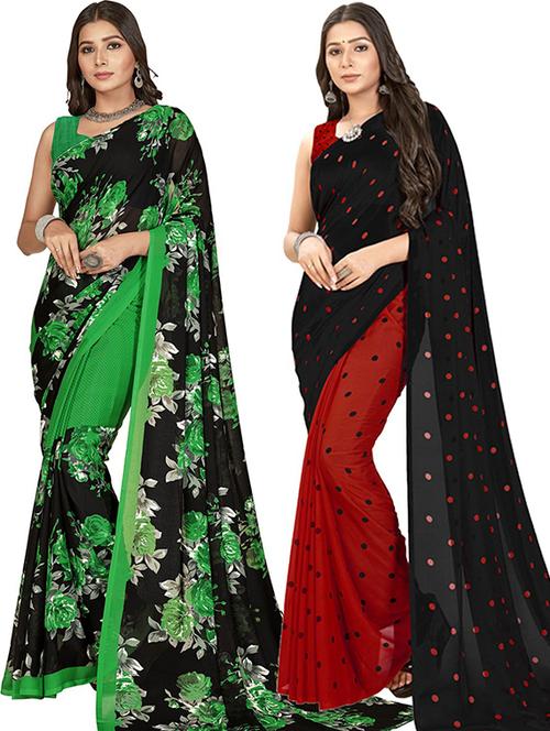 pack of 2 printed casual wear sarees with blouse - 21406056 - Very Small Image - 1