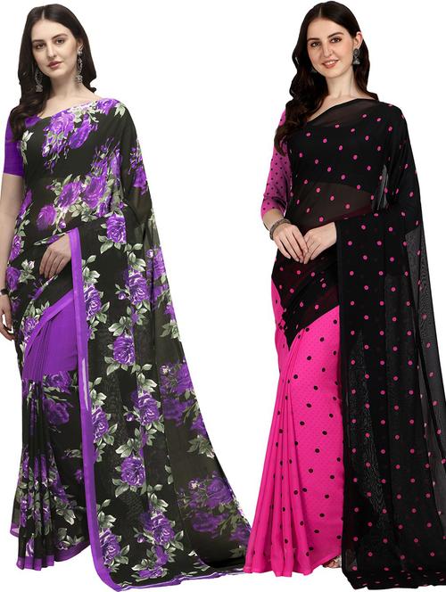 pack of 2 casual wear combo sarees with blouse - 21406092 - Very Small Image - 1